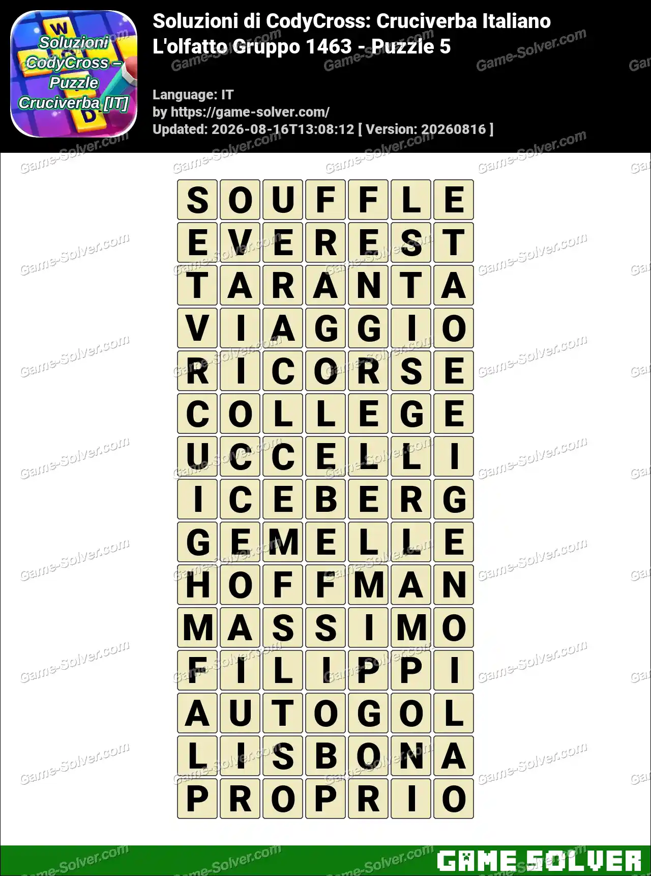 Soluzioni di CodyCross: Cruciverba Italiano L’olfatto Gruppo 1463 – Puzzle 5